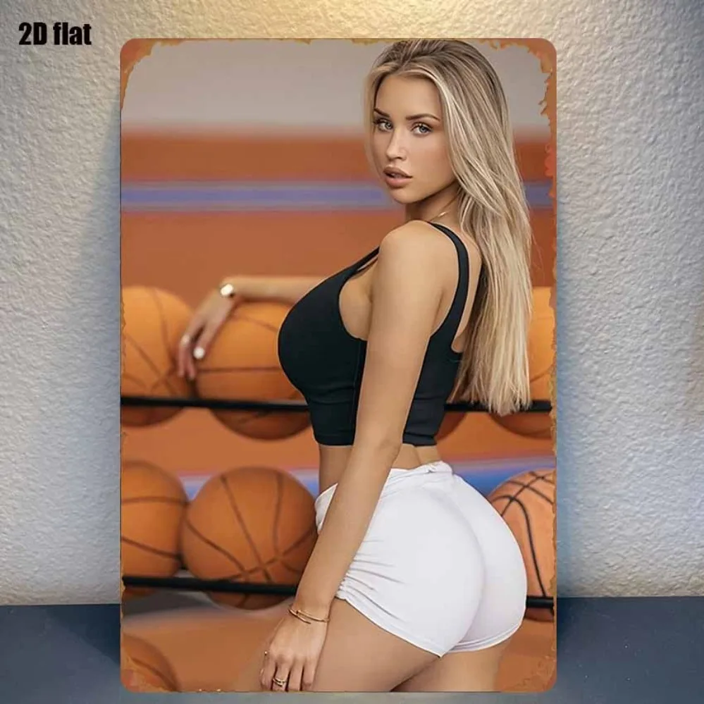 2D Iron Basketball Wall Art, Sports Decor for Garage Gym Garden Outdoor