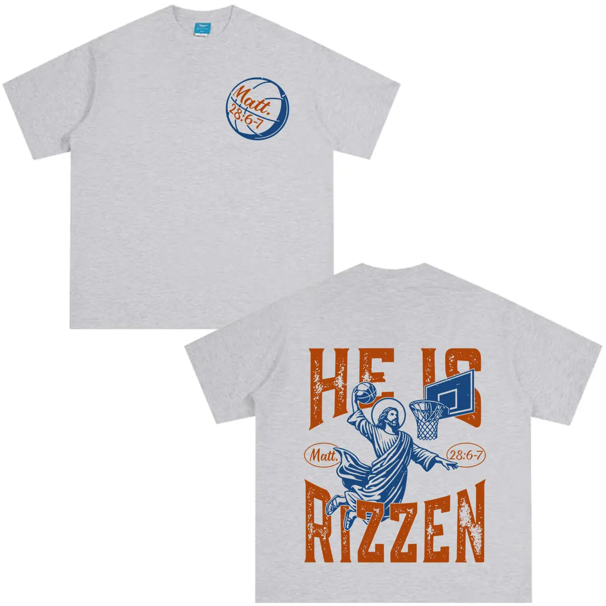 He Is Rizzin Funny Jesus Meme Playing Basketball Easter Day T Shirt Men Women Vintage Fashion Loose Casual Hip-hop T-shirts Tops