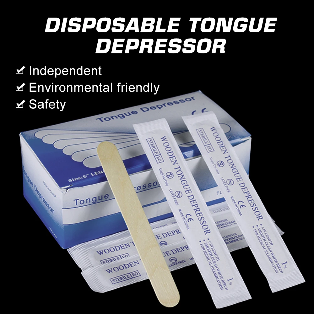 Disposable Tattoo Wooden Tongue Depressor Individually Paper Packing for Tattoo Waxing Stick Tattoo Accessories