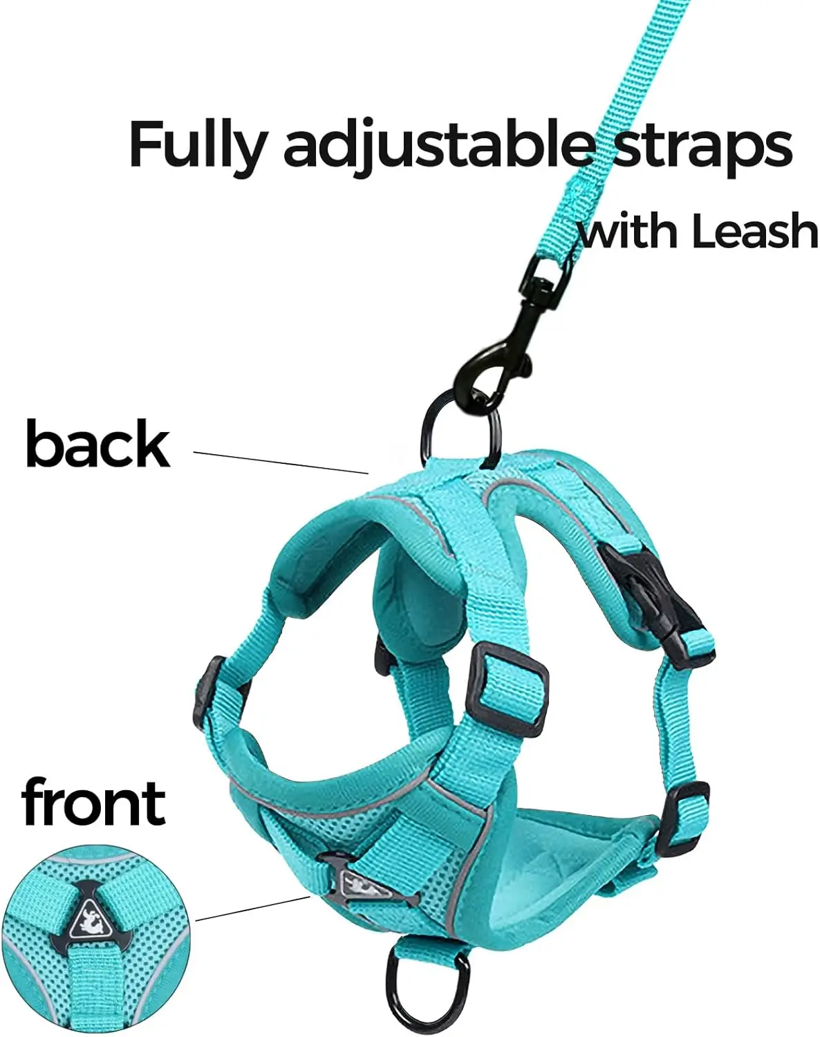 Pets Harness And Leash Set For Small To Large Cats Adjustable Cat Vest Harness Reflective Trim Universal Cat Leash And Harness_voghion.com