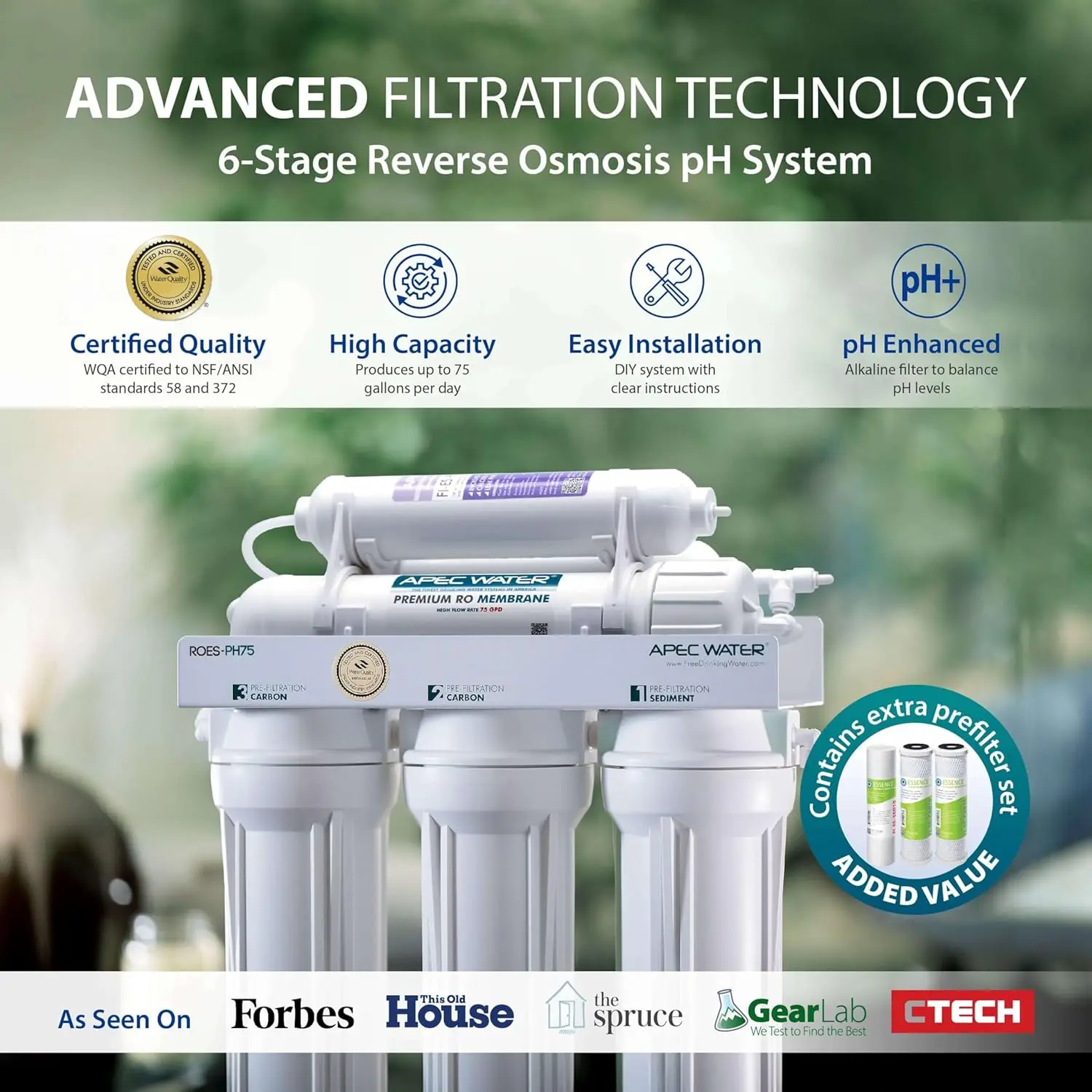 Essence Series Top Tier Alkaline Mineral pH+ 75 GPD 6-Stage Certified Ultra Safe Reverse Osmosis Drinking Water Filter System