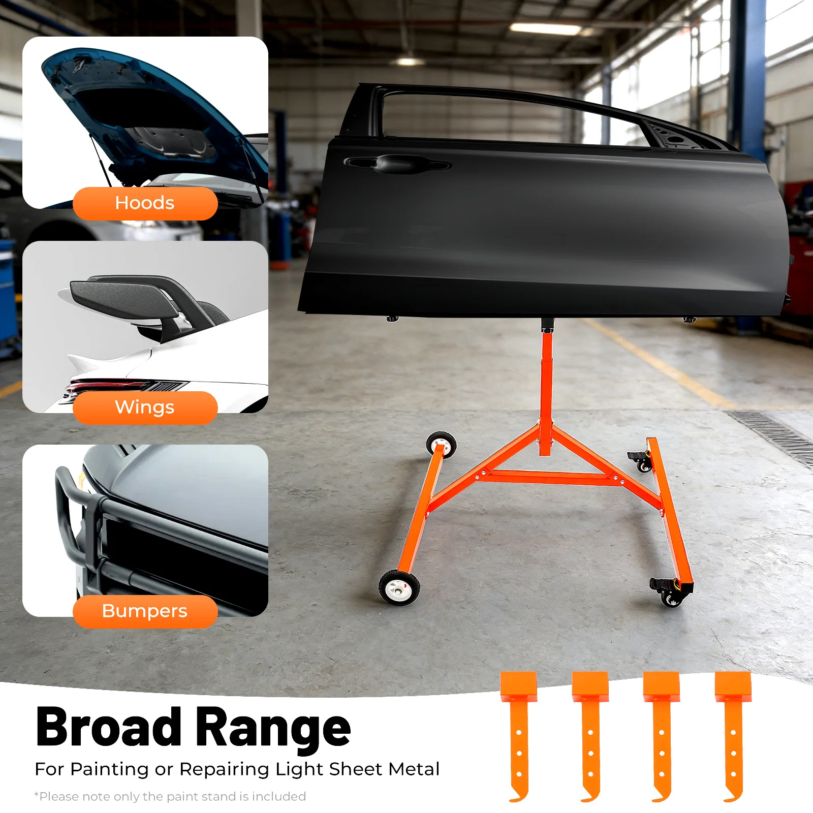 

Multifunction Paint Stand with 4 Wheels, 180° Rotating Painting Stand Orange Automotive Painting Stand for Painting Sheet Metal