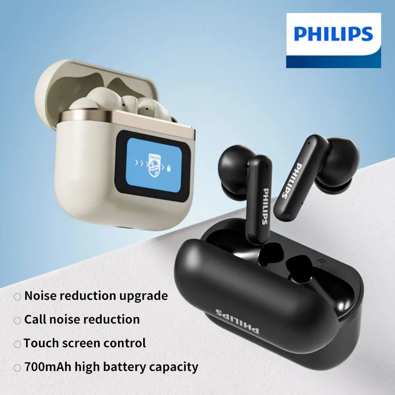 PHILIPS TAT4159 Touch Screen ANC Wireless Earphones TWS Active Noise Cancelling IPX4 Waterproof Sports Headphones Built-in Mic