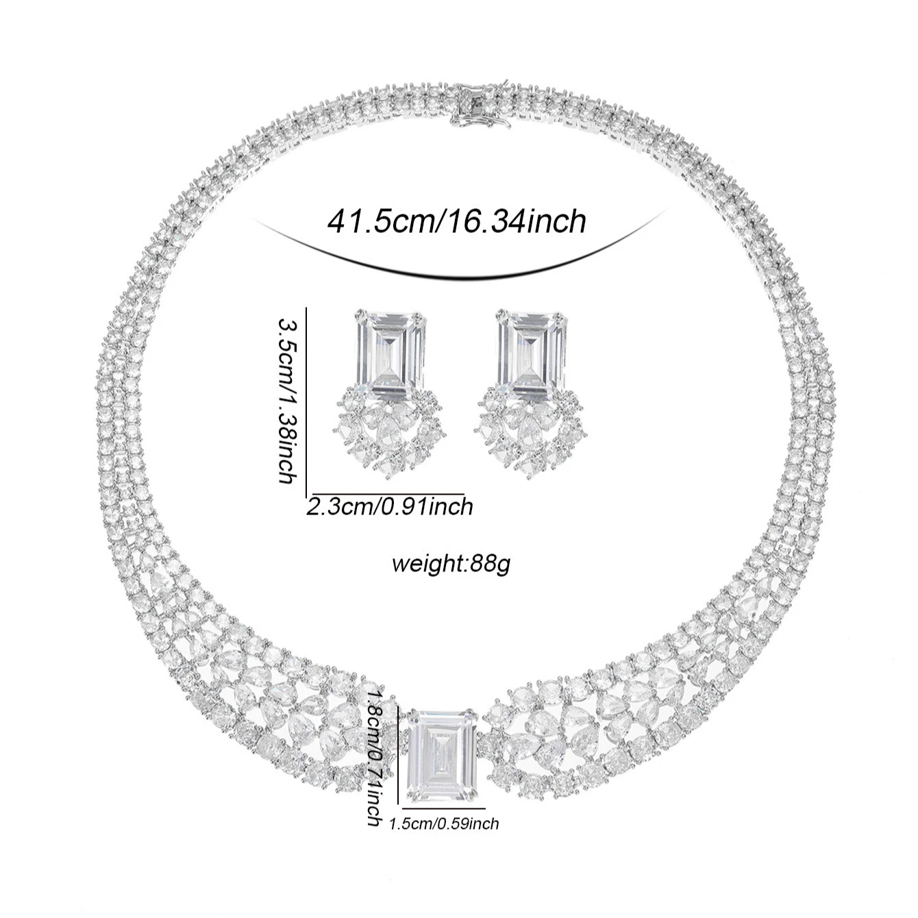 Valuable Lab Diamond Jewelry Set White Gold Promise Party Wedding Earrings Necklace for Women Bridal Jewelry Gift