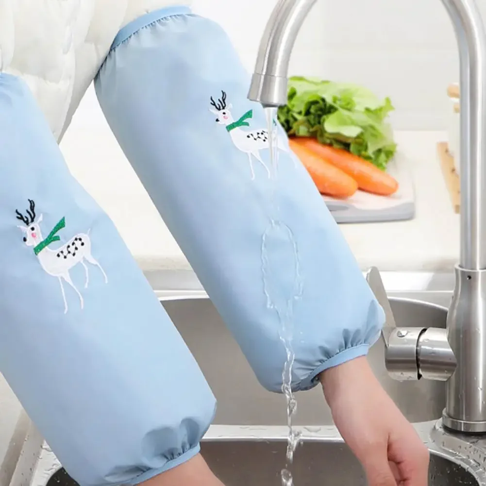 1 Pair New Fashion Adorable Girls Oversleeves  Elastic Bands Convenient Kitchen Sleeves  Cute Waterproof Women Kitchen Sleeves