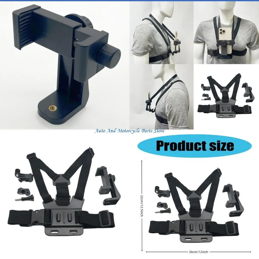 P9FD Phone Chest Strap Harness Chest Mount Strap Holder Cellphone Chest Strap