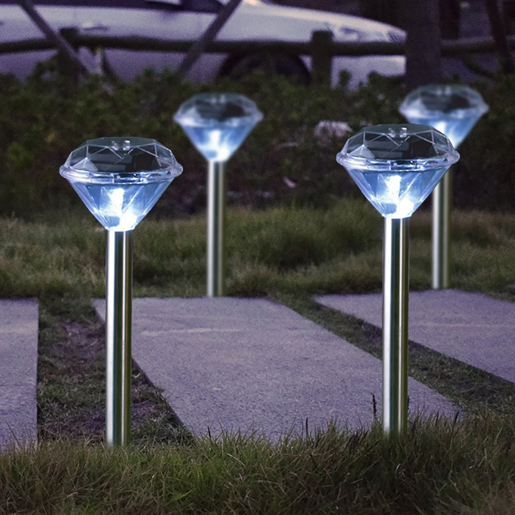 Luces Led solares para exteriores, pantalla de diamante, luces de jardín, IP65, impermeable, lámpara de césped, luces decorativas de paisaje de patio, 4 piezas