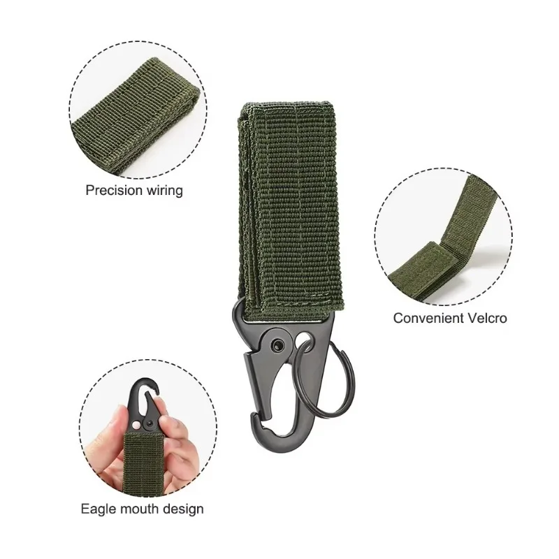 Tactical Molle Hook-Webbing Keychain-Key Ring Holder Hunting Gear Keeper Pouch Key Chain Nylon Belt Keychain EDC Molle Webbing