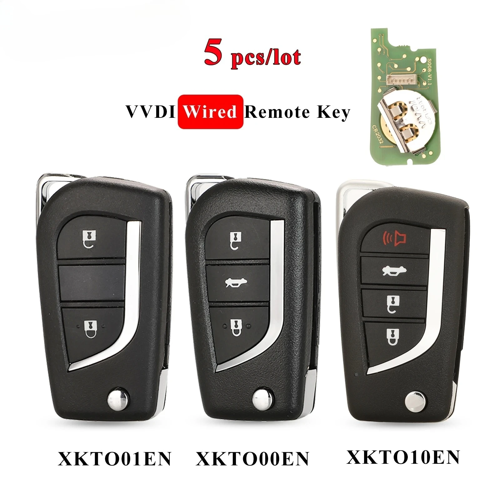 

5pcs Xhorse XKTO00EN XKTO01EN XKTO10EN Wired Universal Remote Key 2/3/4 BTN for VVDI Key Tool /VVDI2 English Version
