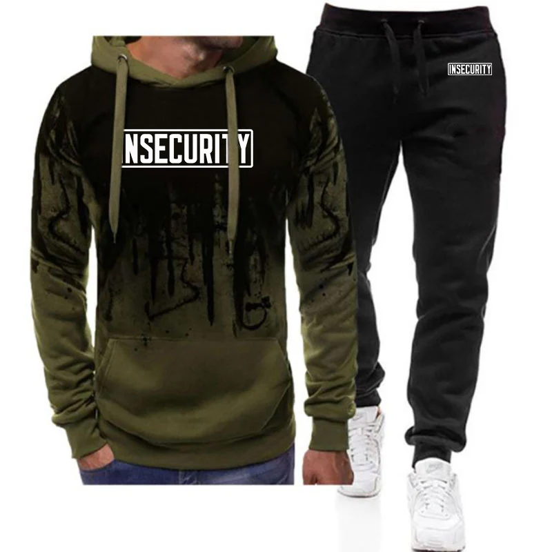 

Insecurity The 2026 new men's two-piece casual long-sleeved hooded sports shirt and sports pants set is suitable hoodies
