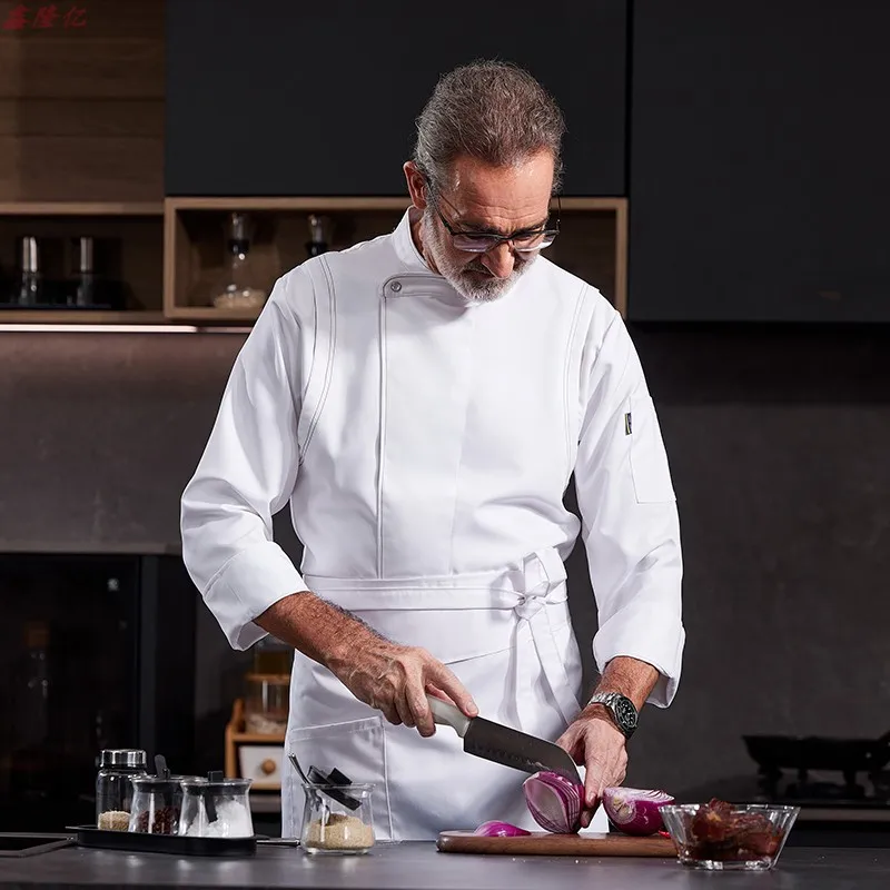 Catering Hotel restaurante cocina uniforme de trabajo de manga larga pastelería panadería camarero uniforme de Chef para hombres