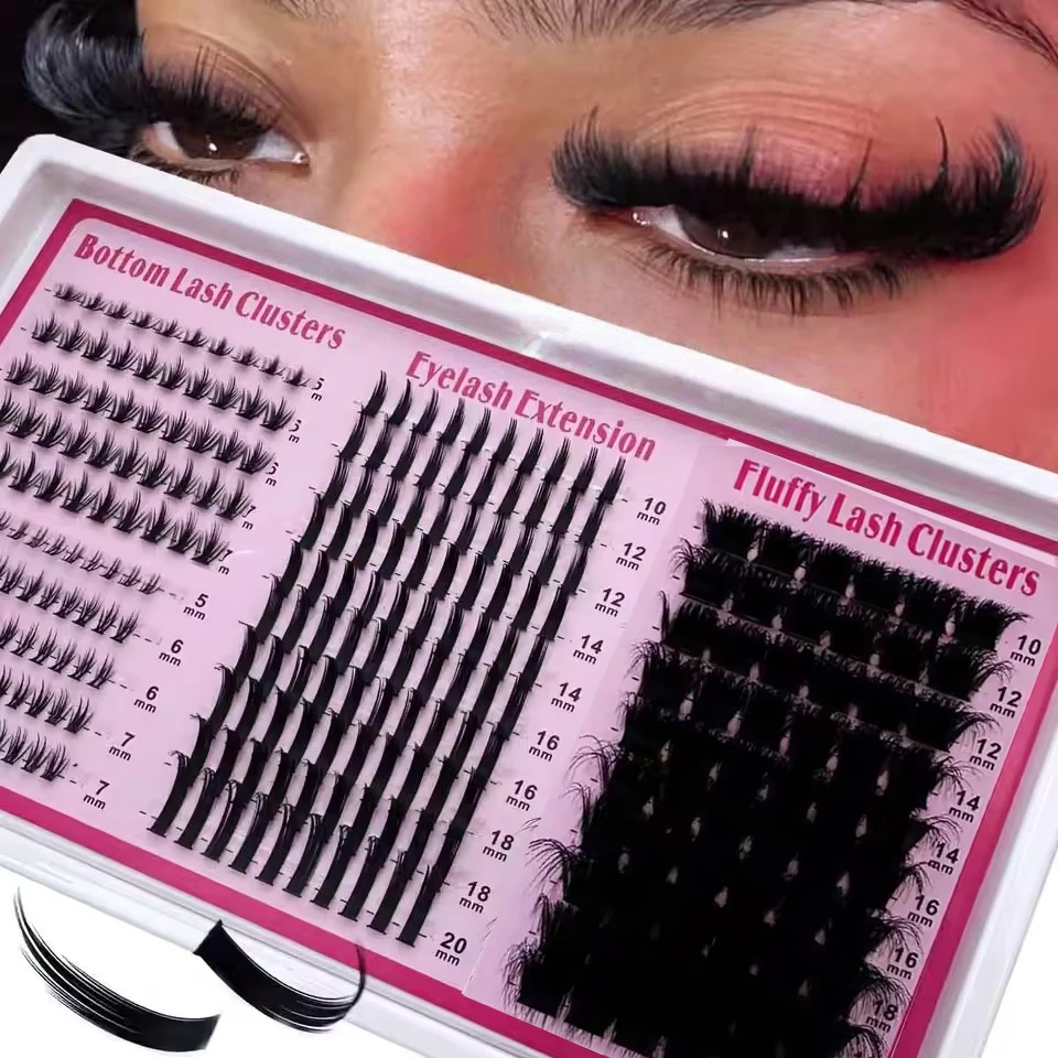 4-in-1 Manga-Wimpernbüschel, 60D-200D Spiky Lash Spikes, 6-20mm gemischte Längen, wiederverwendbare untere Wimpern – Detail 4