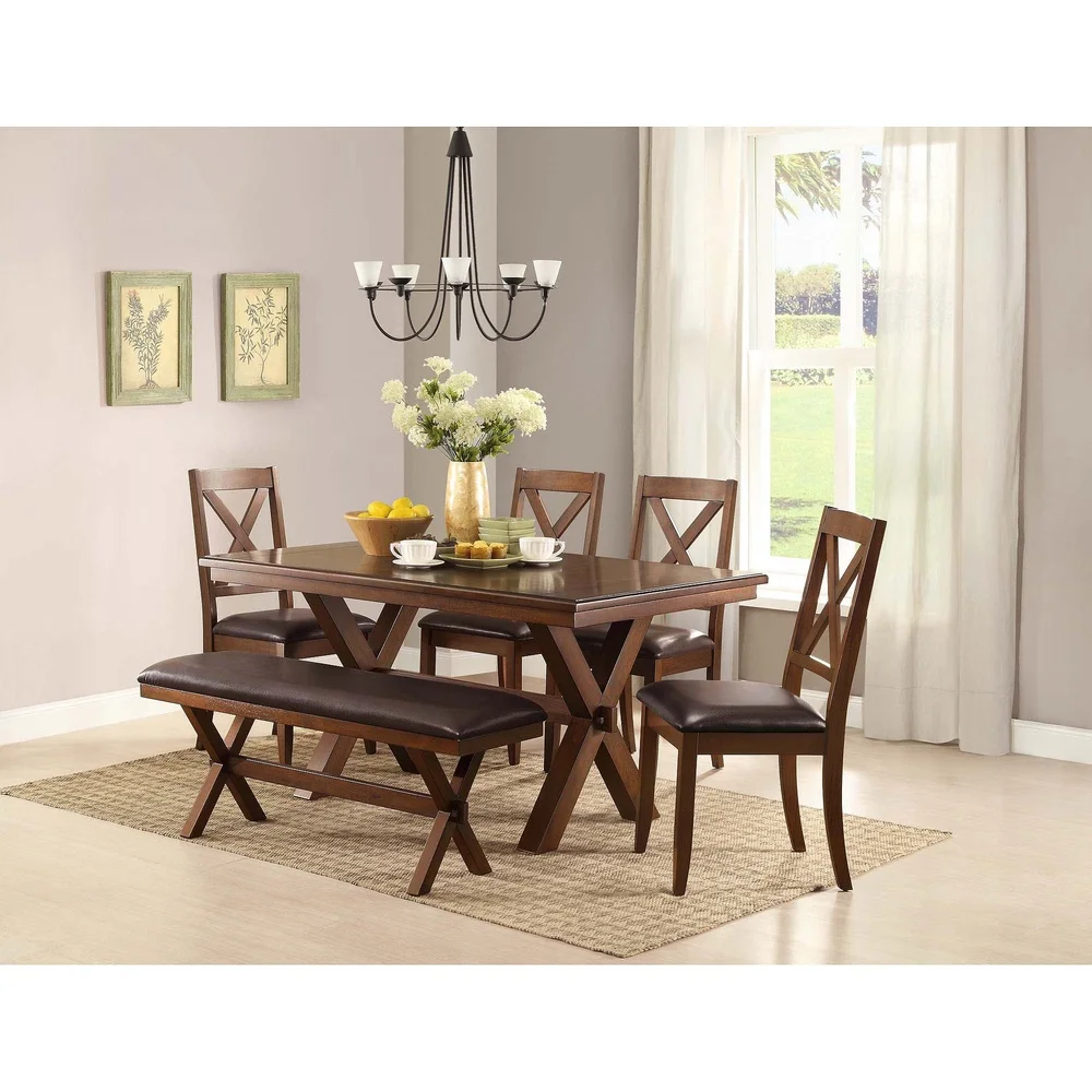 Set of 2 Stylish Brown Dining Chairs Sturdy Solid Wood Construction Multi-step Finish Dining Room Kitchen Home Office