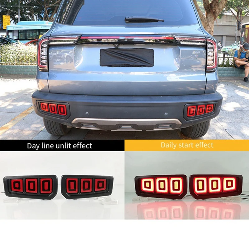 

Car LED Fog Bumper Brake Light Dynamic Signal Brake Tail Light Rear Bumper Reflector Lamp As Shown For HAVAL DARGO 2021 2022