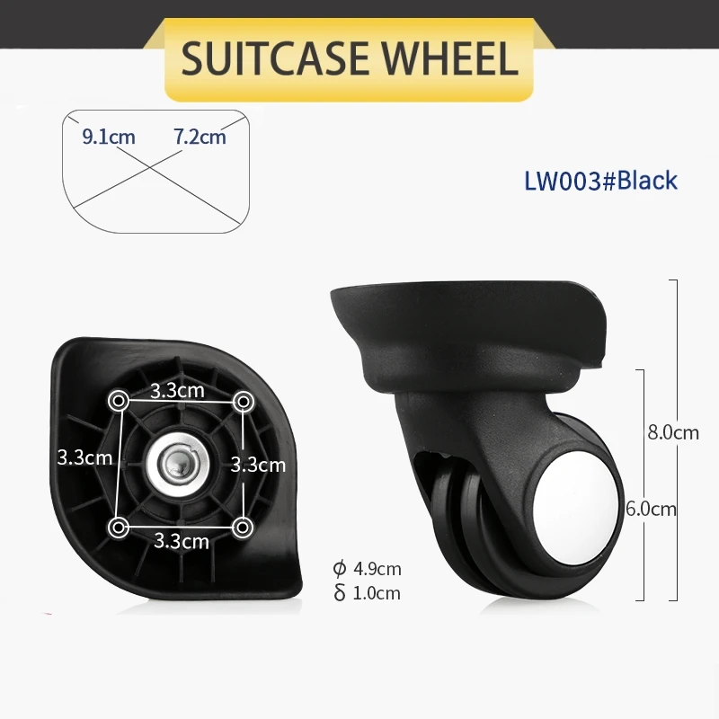 Trolley Case Carrying Wheel, mala de substituição, bagagem Tug, Trolley Case Polia, destacável rodízio resistente ao desgaste