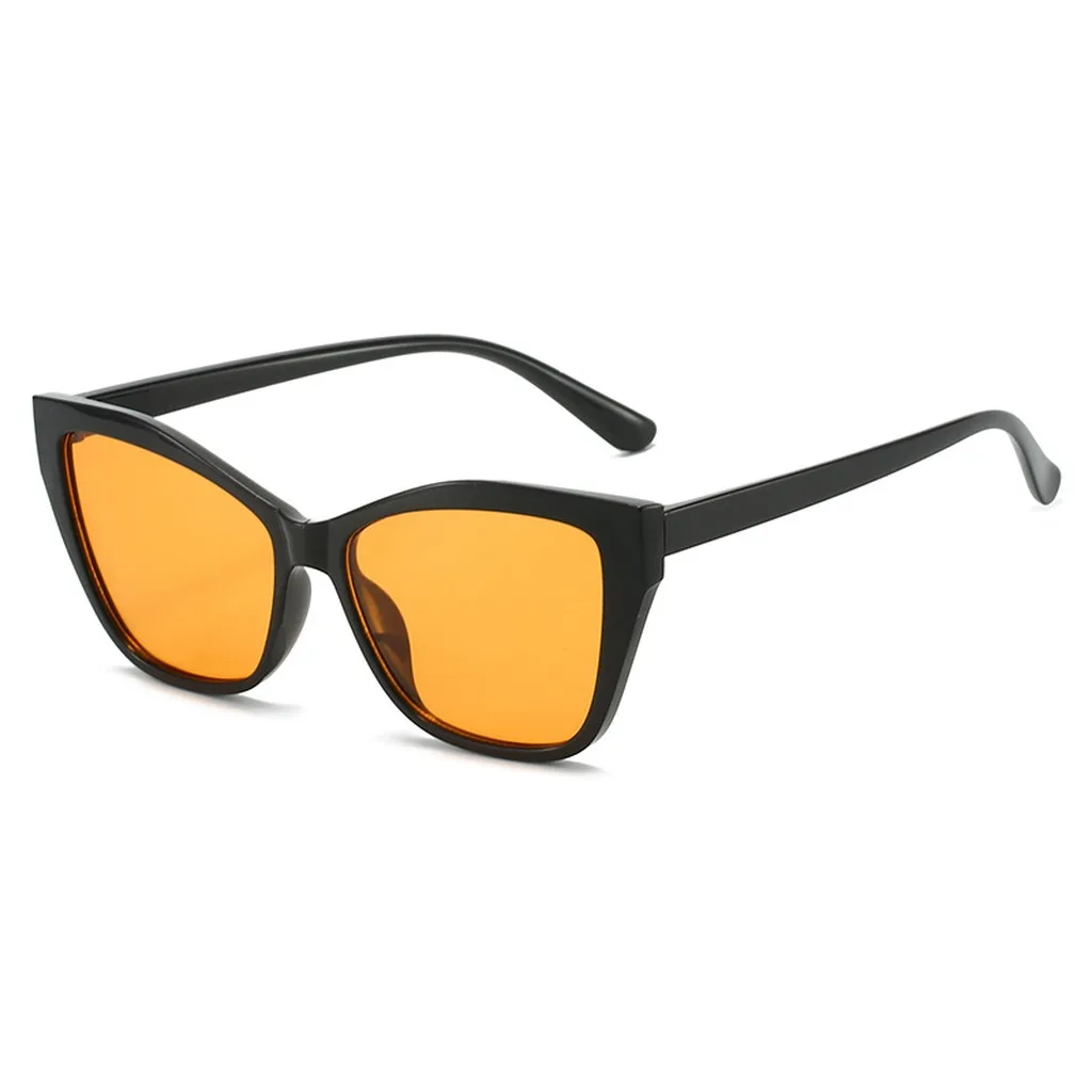 Cat Eye Sunglasses 2026 Trendy Women Color Block Frame Yellow Lens UV400 Protection Sun Glasses Decorative Eyepiece Wholesale