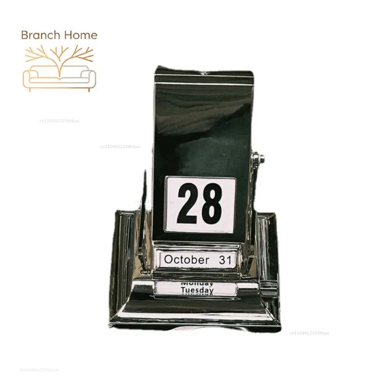 Scandinavian Simple Desktop Home Furnishings Rotating Calendar Metal Desk Calendar Creative Perpetual Calendar Decorations