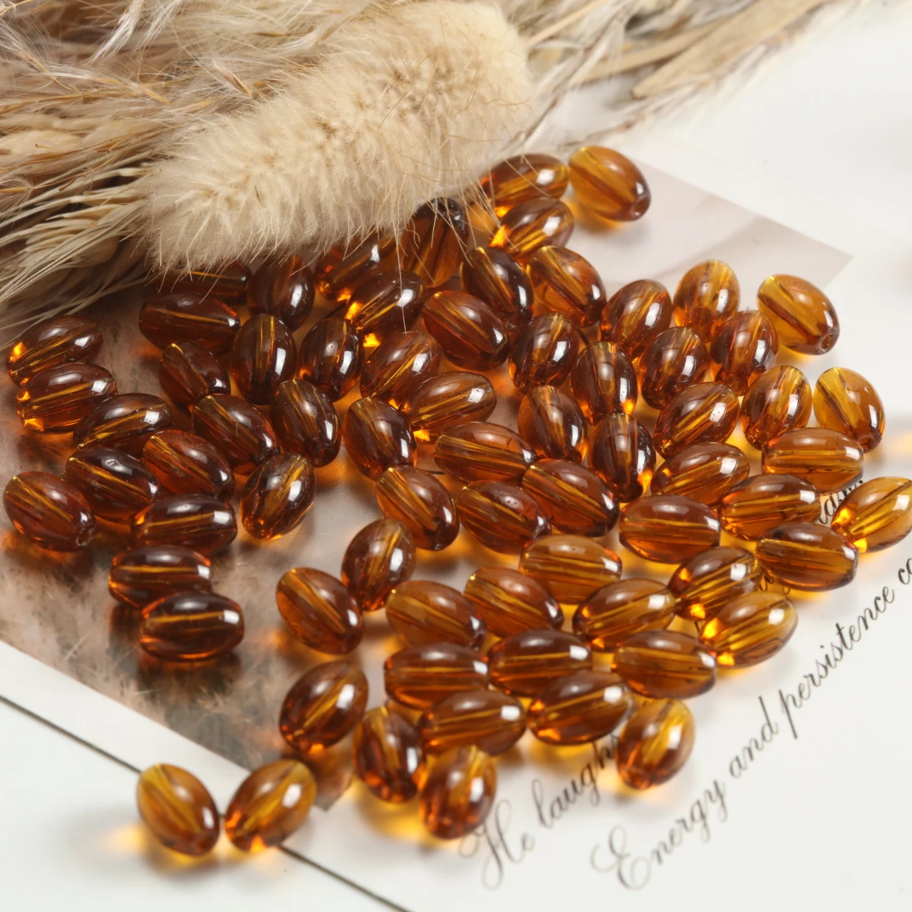 6x9mm Amber Brown Ellipse Rice Glass Loose Beads 40-320pcs Wholesale Accessories for DIY Earring Necklace Making Supplies