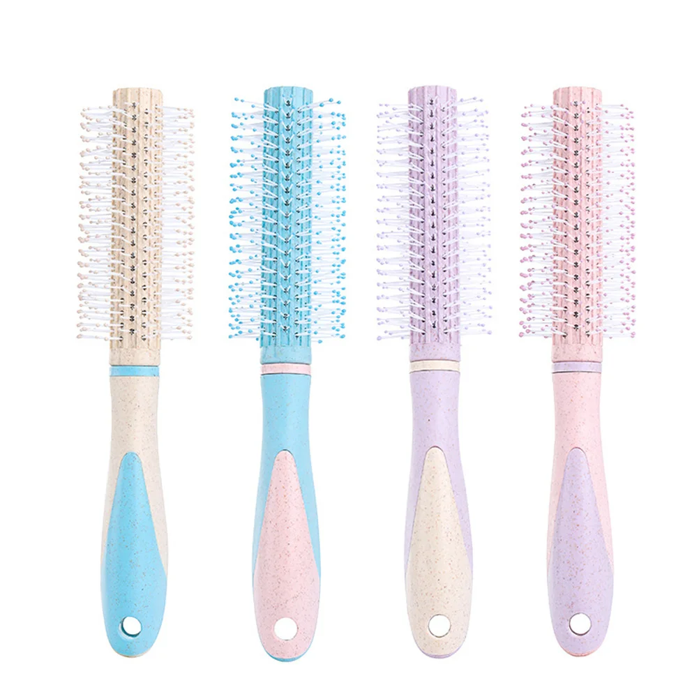 

Пластиковая расческа для волос из пшеничной соломы, цилиндрическая роликовая расческа ярких цветов, прочный инструмент для укладки вьющихся волос, легкая ручка