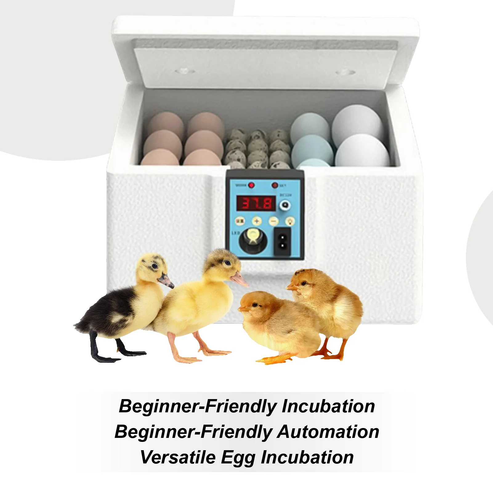 

Chicken Egg Incubator Duck Egg Incubator With Candling Temperature Control Incubation Box For Home Breeding Chicken Ducks Quail