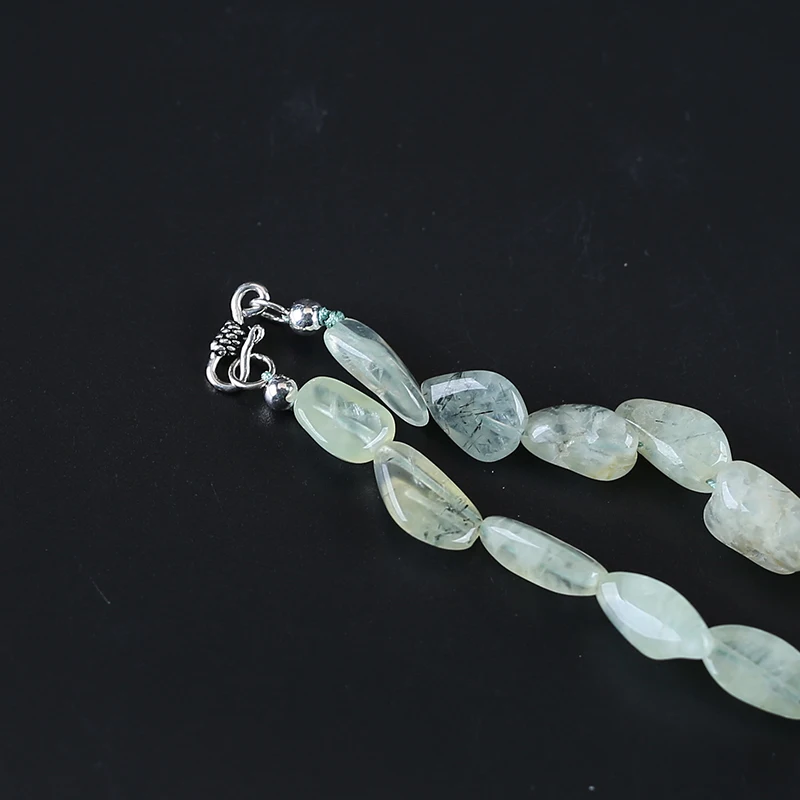 Fine Jewelry Natural Stone Prehnite Necklace Accessories Beads For DIY Jewelry Making 27x20x15mm 11x8x6mm 22inch 111g