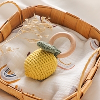 Baby Crochet Rattle Montessori Toys Wooden Ring Bracelet Play Gym Pendant Fruit Rattle Teether Toys Mobile Bell Newborn Gym