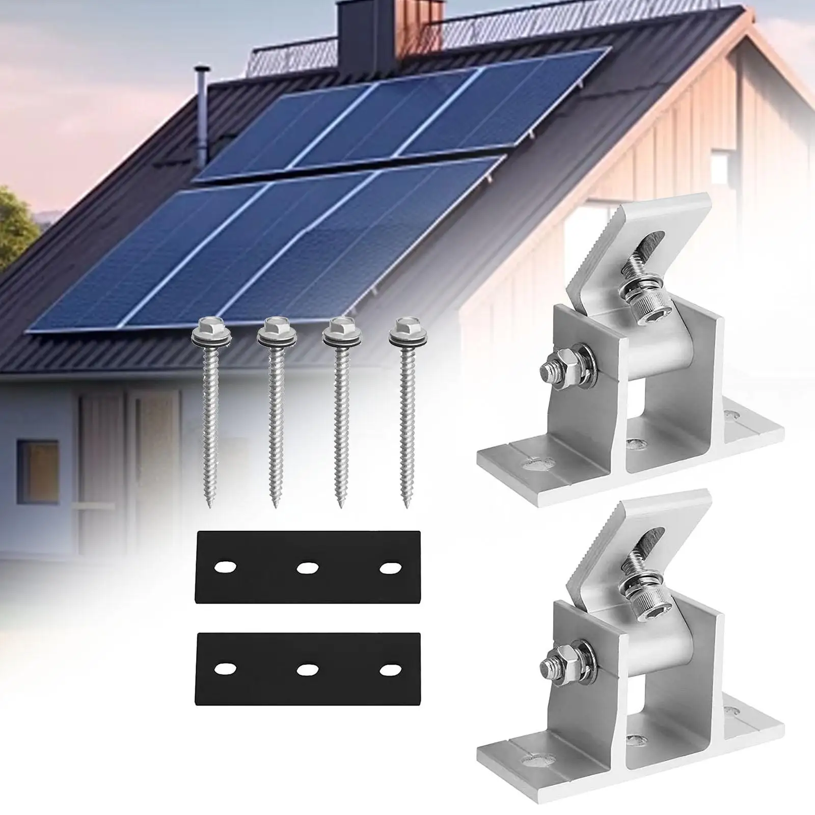 

2Pcs Solar Panel Bracket Roof Panels Z Bracket Replace Professional Adjustable Angle Solar Panel Holder for Ship Boat RV Roof
