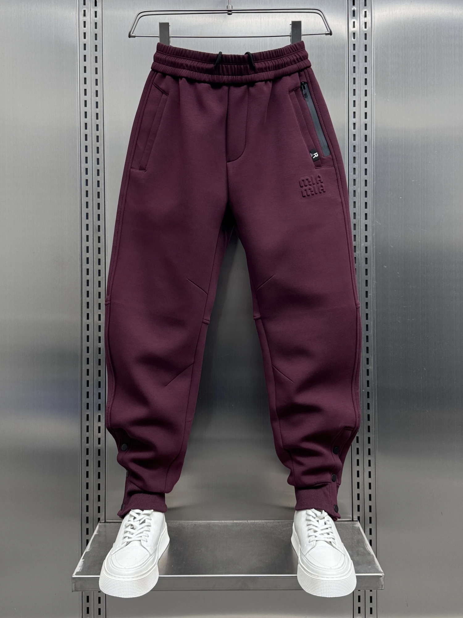 

Утепленные брюки Thiened Air Layer Knife для мужчин, осенне-зимние, новые, молодежные, теплые, на пуговицах, с манжетами, повседневные брюки Haome