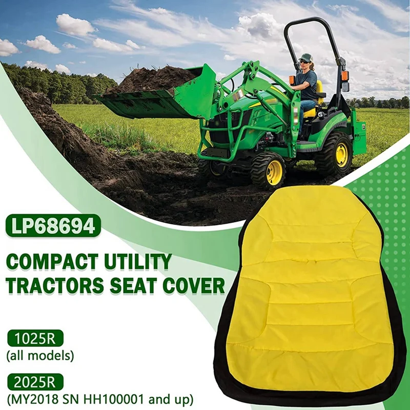 غطاء مقعد مدعم مقاوم للماء للجرار ، غطاء مقعد مريح لجرار John Deere 1025R 2025R ، ترقية 2X LP68694