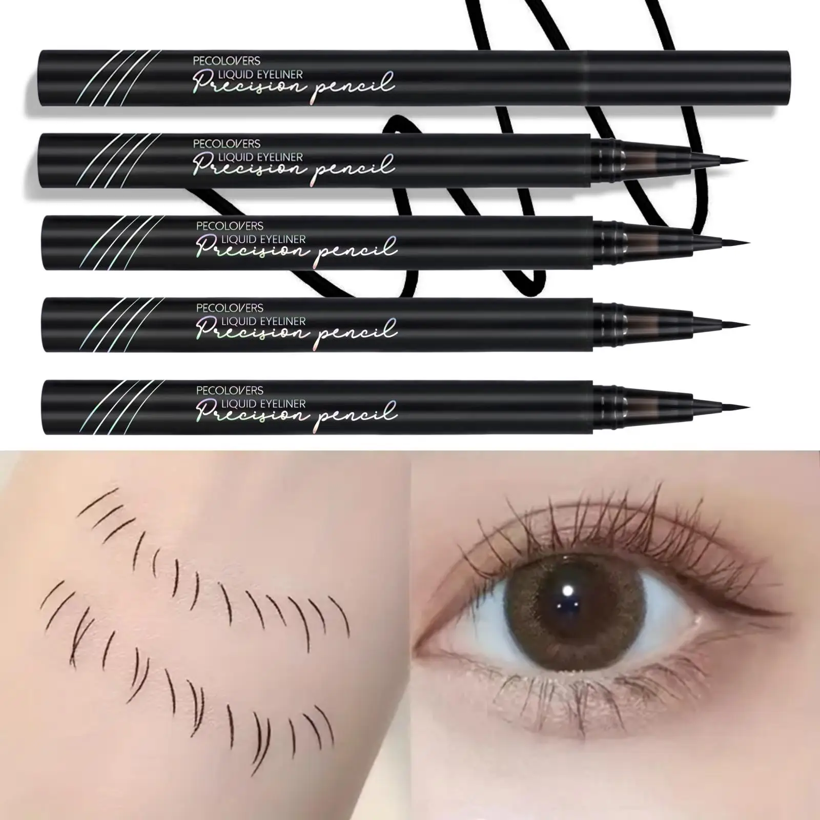 5PCS Anti-smudge, Rich Colors, Easy To Remove Makeup, Silky, Quick Drying, Black Liquid Eyeliner Pen, Ideal Holiday Gift Series