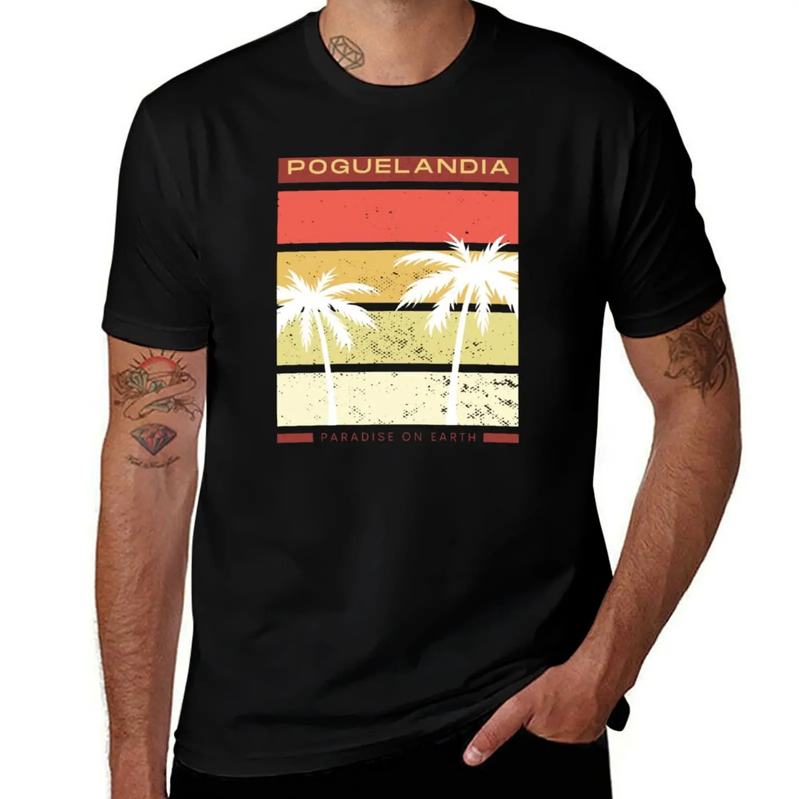 

Poguelandia Paradise on earth T-Shirt Simple Casual Short Sleeve Cotton T-Shirt