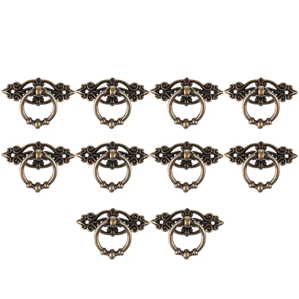 10Pcs Vintage Handles Cabinet Drawer Cupboard Door Handle Furniture Knobs Antique Pull Handles Ring With Screws