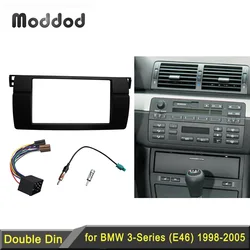 Double 2 Din Fascia for BMW 3 Series E46 1998-2005 Radio Dash Mount Trim Kit Frame ISO Wiring + Antenna Adapter Stereo Panel