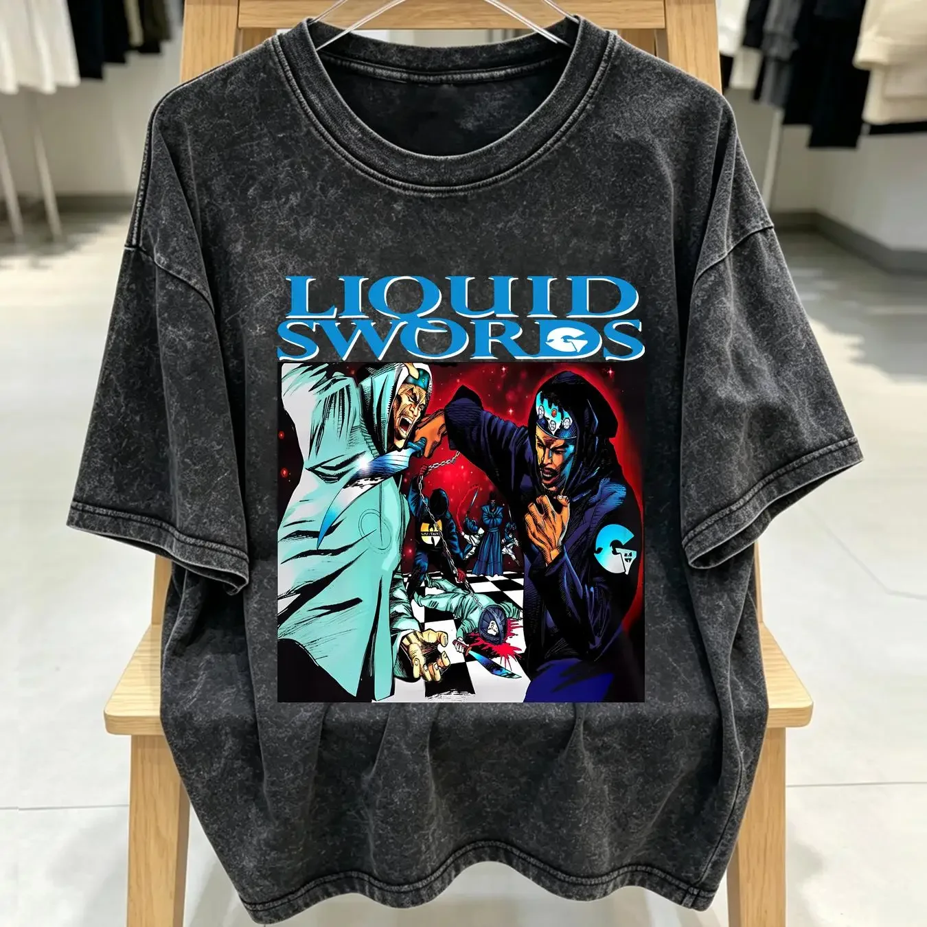 washed T Shirt Genius GZA Liquid Swords Rapper Vintage For Funny Black vintage Washed Unisex fashion designer clothes Slightly