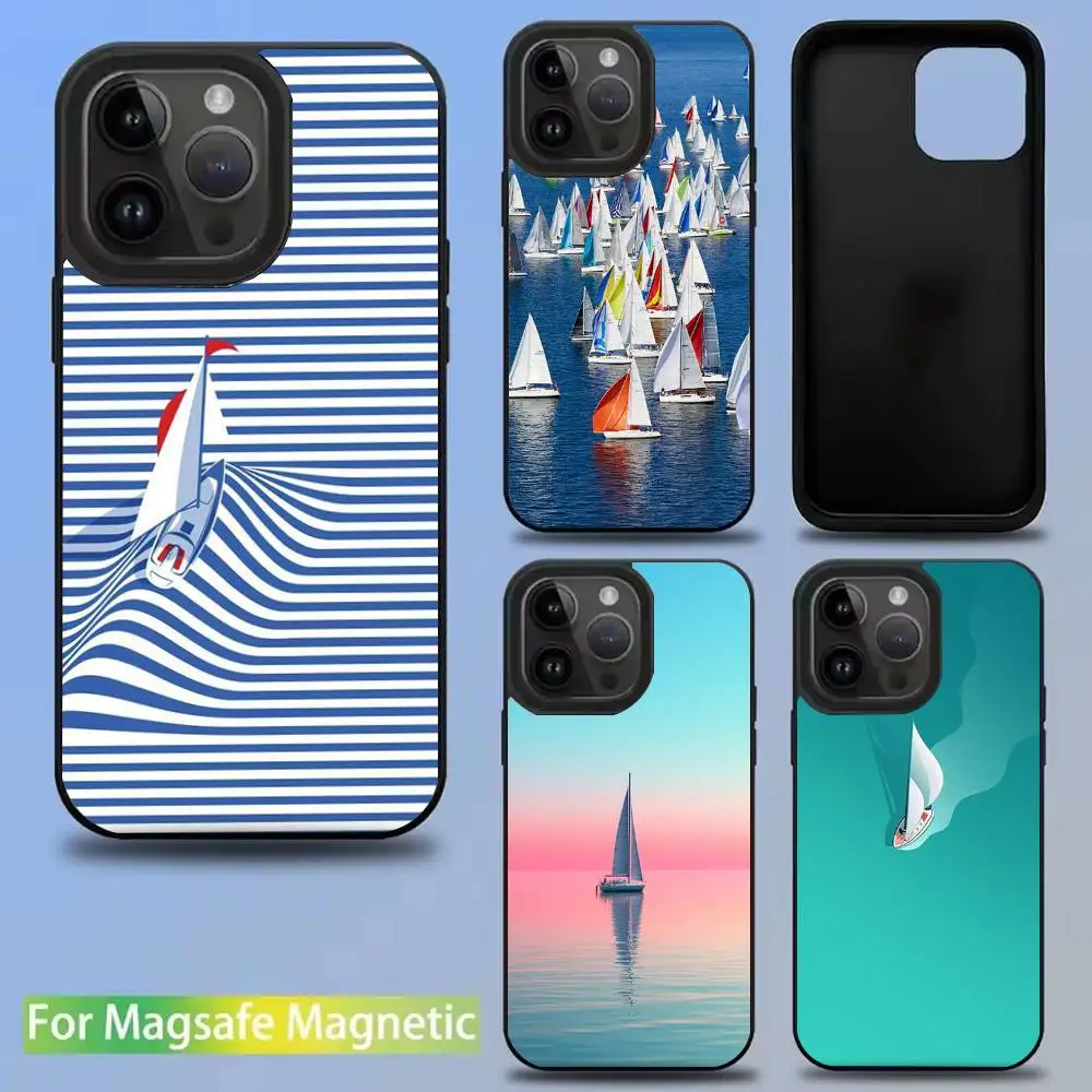 

Sailing Ship Boat Phone Case For iPhone 16,15,14,13,12,11,Pro,Max,Plus,Mini,SE New Magsafe Magnetic Wireless Charging