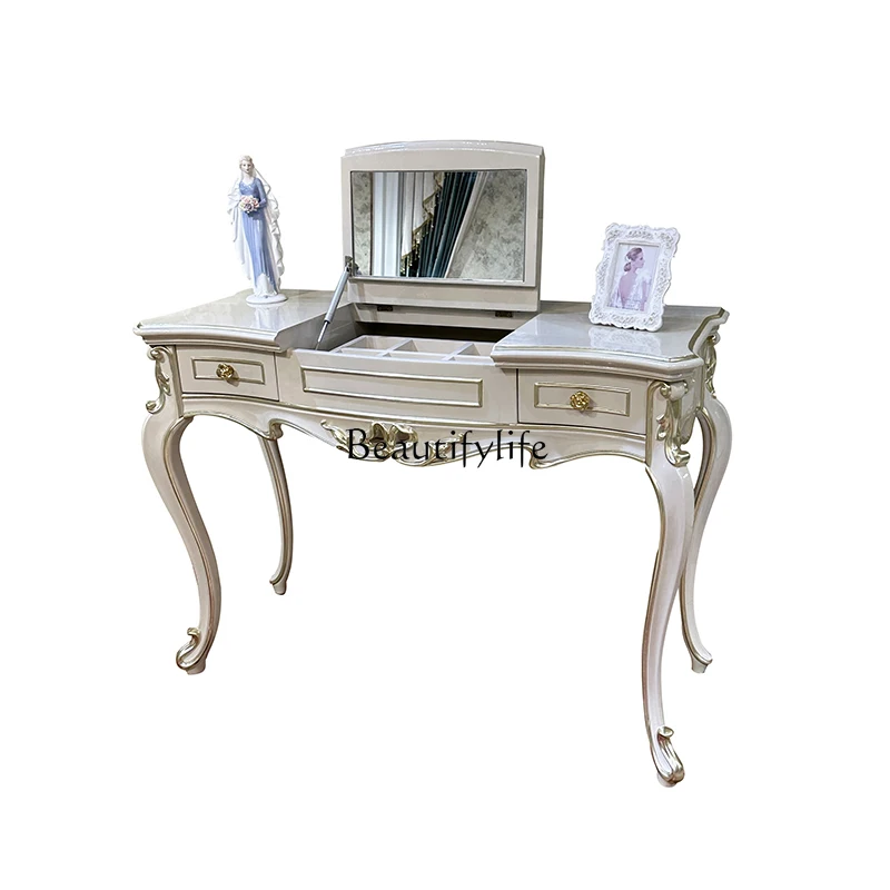 

*French court solid wood dresser stool combination, European luxury bedroom makeup table