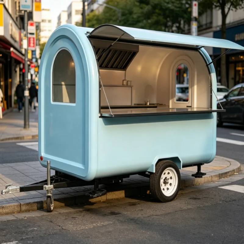 

Mini Mobile Catering Coffee Beer Trailer Ice Cream Hot Dog Food Snack Cart with Freezer Food Trailer Street Food Cart Customized