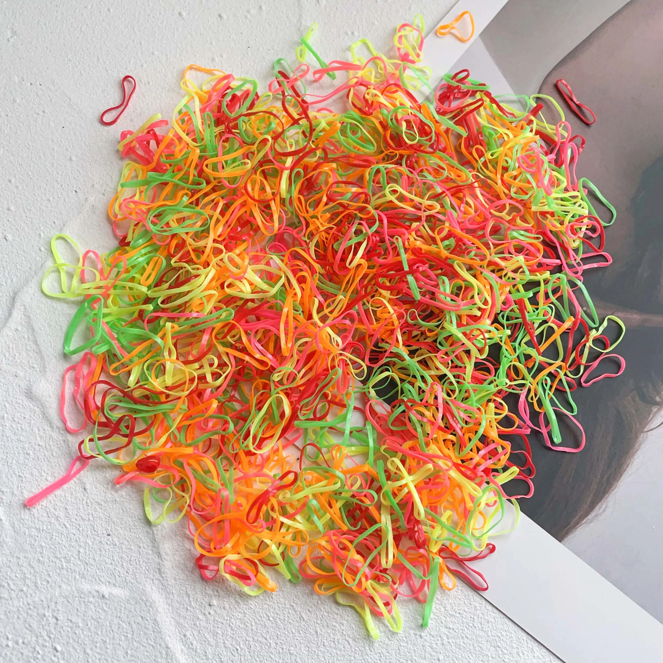 500Pcs Multiple Colors Disposable Rubber Band Hair Tie High Elasticity Children's Ponytail Fixed Rope Girls Gift Hair Accessory - 3