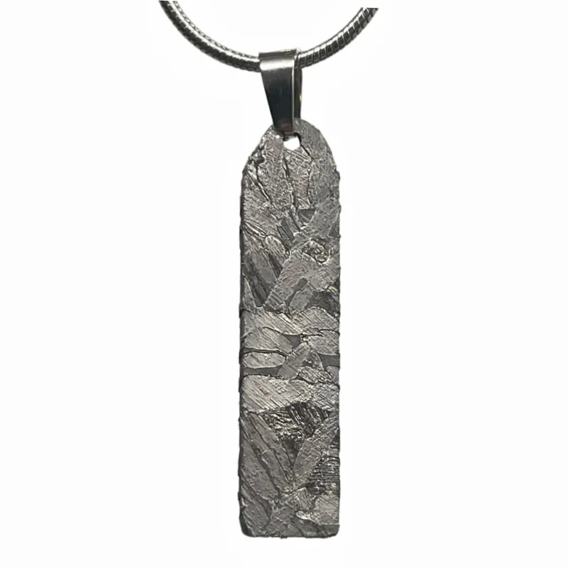 Muonionalusta Meteorite Long Strip Pendant Natural Iron Meteorite Space Stone Necklace Collectible Ornament LK583