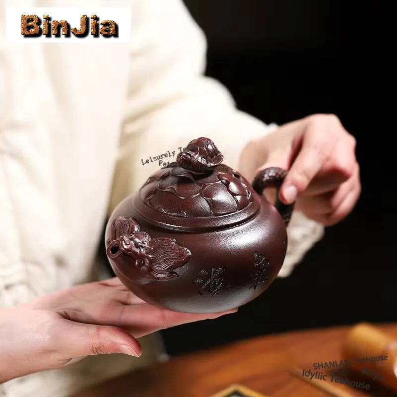 

280ml Yixing Purple Clay Teapots Famous Handmade Tea Pot Raw Ore Iron Red Dragon Blood Sand Beauty Kettle Chinese Zisha Tea Set