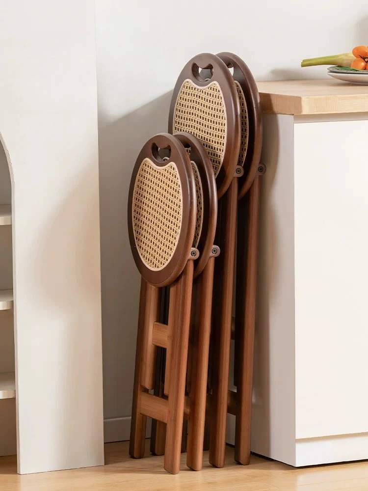 For Folding round stool, bar stool, household dining stool, spare stool in living room, portable rattan high stool