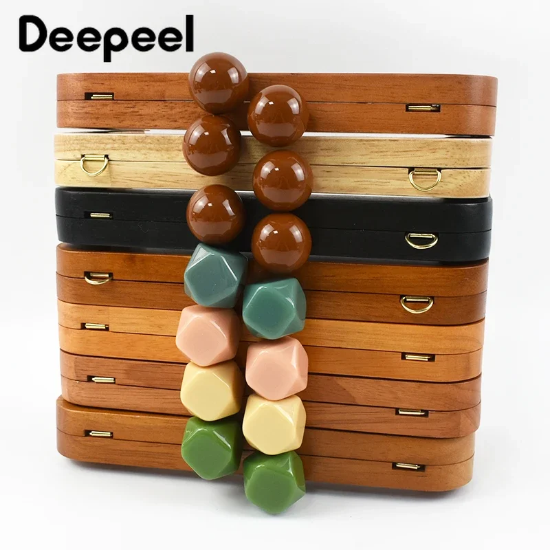 1Pc Deepeel Fashion Solid Wood Bags Handles Bag Closure Sewing Brackets Kiss Clasp DIY Handmade Luggage Hardware Accessories