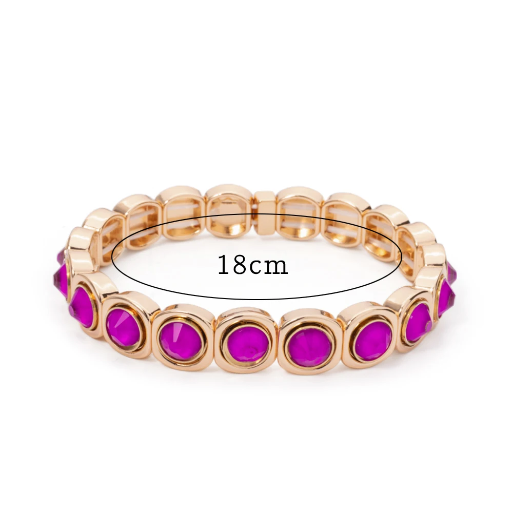 2023 New Design Gold Sliver Color Bracelets For Women Inlaid Colorful Diamond Beads Elastic Bangle Resin Crystal Jewelry