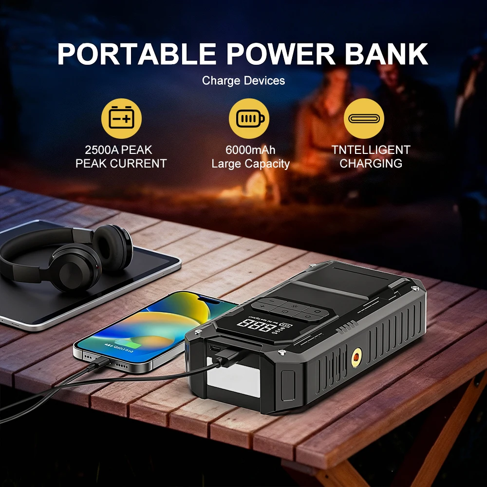 YIJU سيارة الانتقال كاتب 2500A مضخة هواء قوة البنك المحمولة شاحن بطارية السيارة ل 12 فولت السيارات بدء جهاز الطوارئ الداعم #4