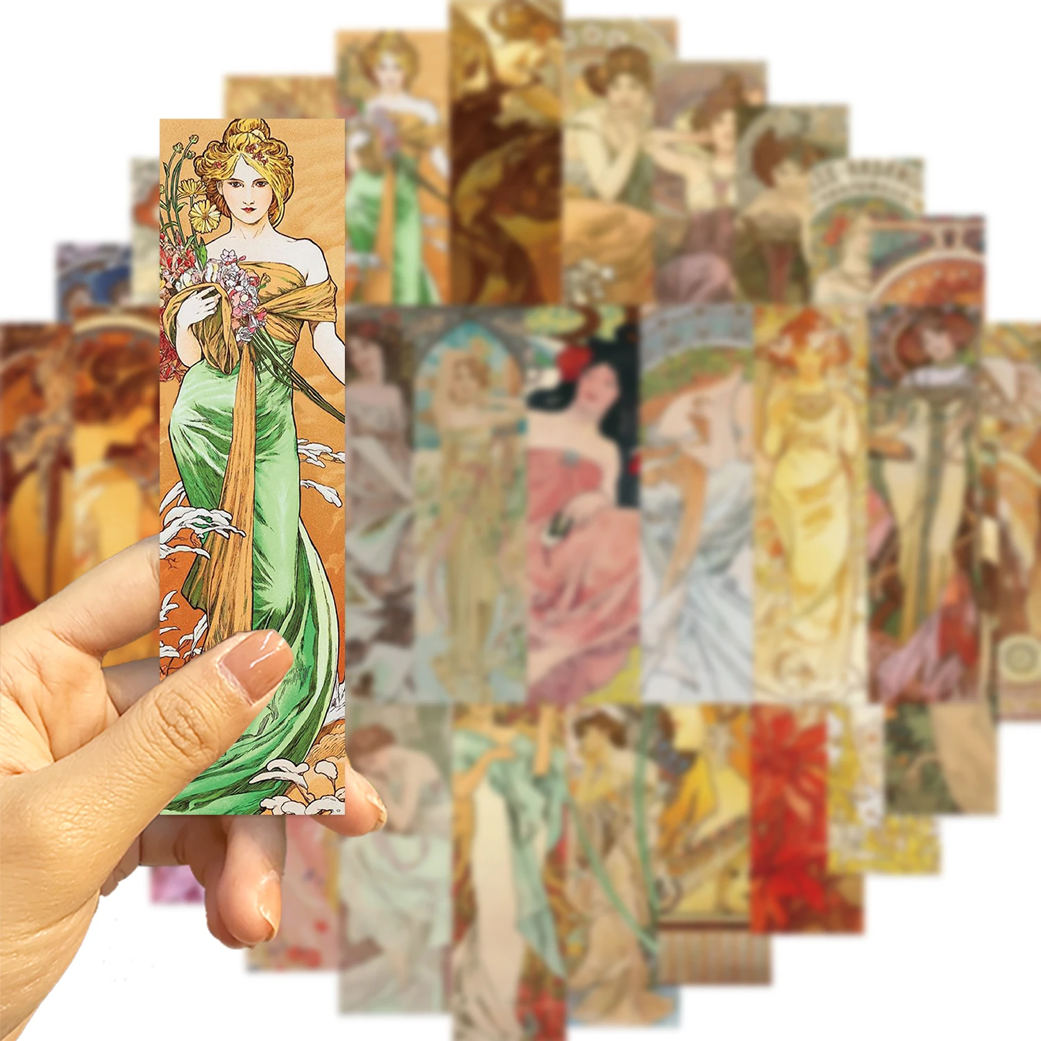 30pcs Mucha Bookmarks Classic Painting Gifts Art Set Creative Bookmarks Personalized Exquisite Cultural and Creative Cards﻿