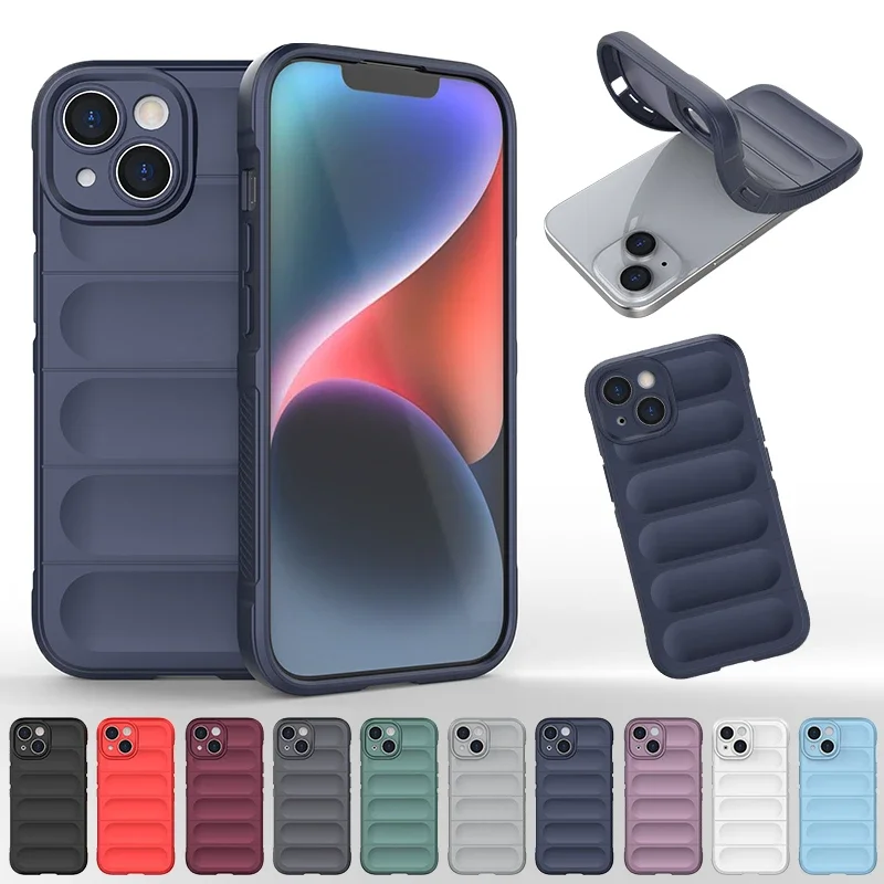 حافظة لهاتف آيفون 16 15 14 13 12 11 Pro XS Max ثلاثية الأبعاد غطاء خلفي ناعم من السيليكون السائل الأصلي