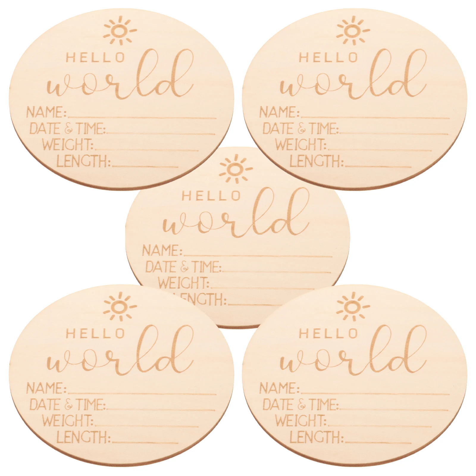 

5 pcs Memorial Cards 10x10cm Baby Announcement Wood Signs Newborn Girl Practical Safe Photography Prop Decor Baby