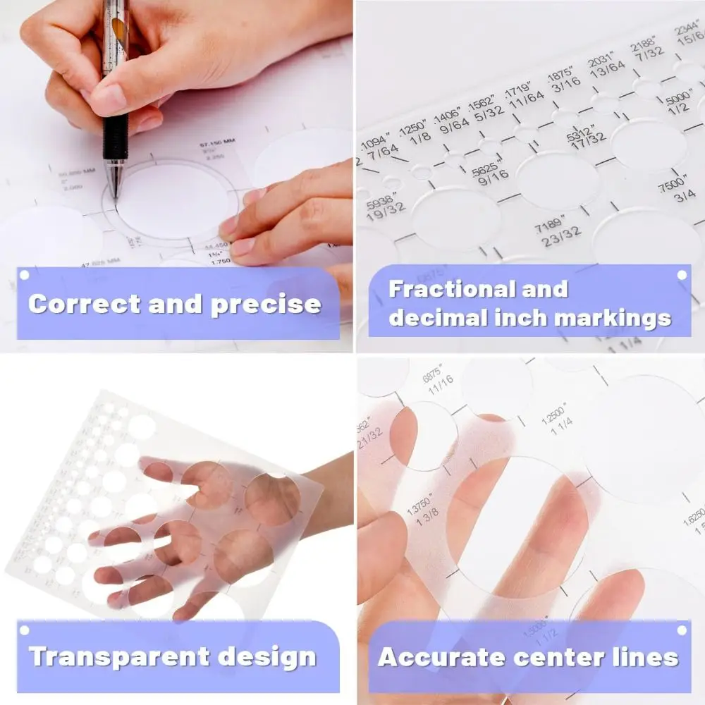 3Pcs 3 Sizes Round Templates DIY Multi-use Circle Stencils for Drawing Transparent Creativity Multifunctional Geometric Ruler