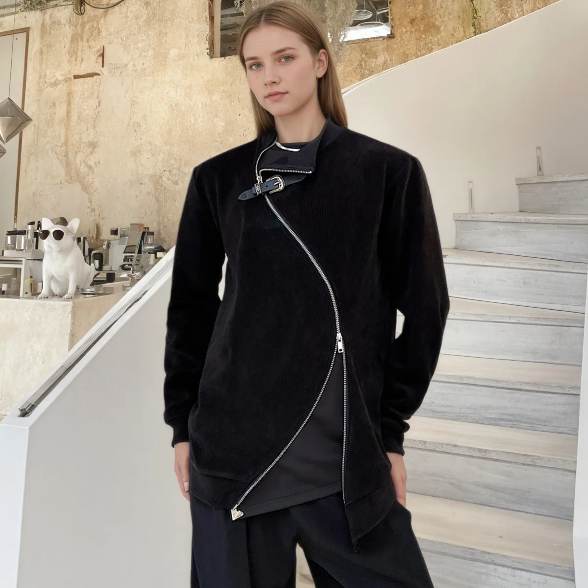 BJTZ Giacca diagonale da donna 2025 Nuovo arrivo Designer Moda Alta qualità Elegante Chic Casual Streetwear Capispalla Autunno