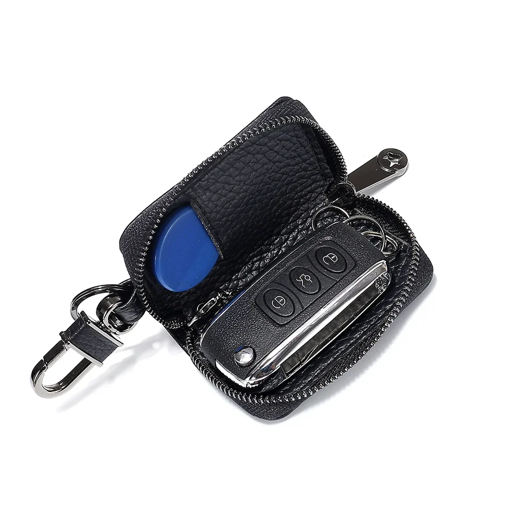 Genuine Leather Keychain Men Women Key Case Multifunction Organizer Wallet Holder Smart Housekeeper Car Key Holder Small Key Bag